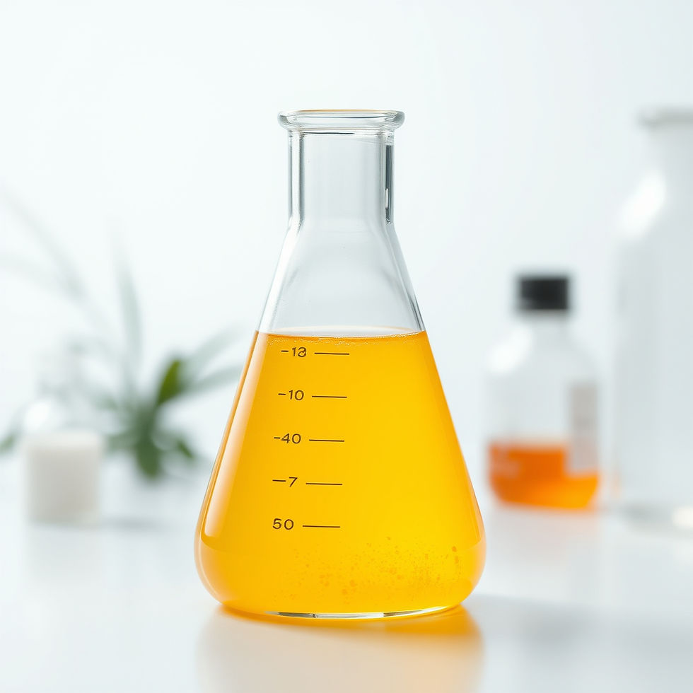 create a image of nicotine sulphate in a lab flask_it should be in a pale yellow color.jpg