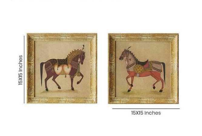 Thumbnail: Ashwa - Horse painting with rustic wooden frame