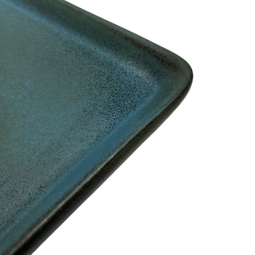 Thumbnail: Ombra Slate - Blue rectangular serving plate with 2 bowl placements
