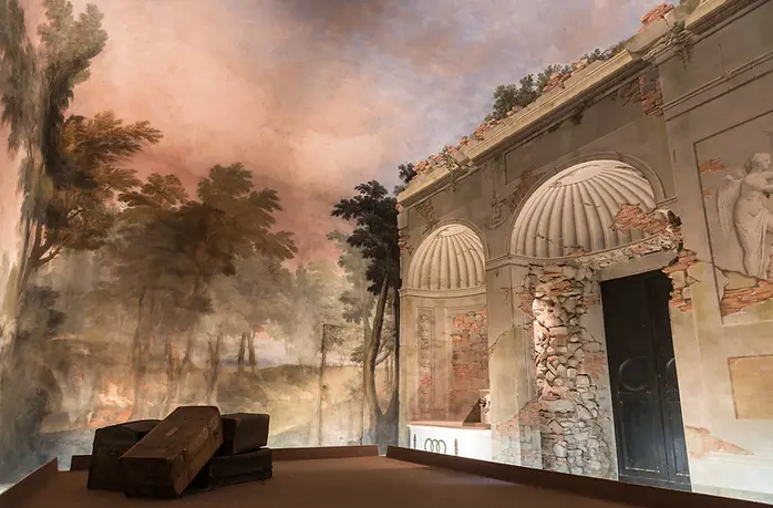 Casa Martelli Florence frescoed room interior with decorated walls