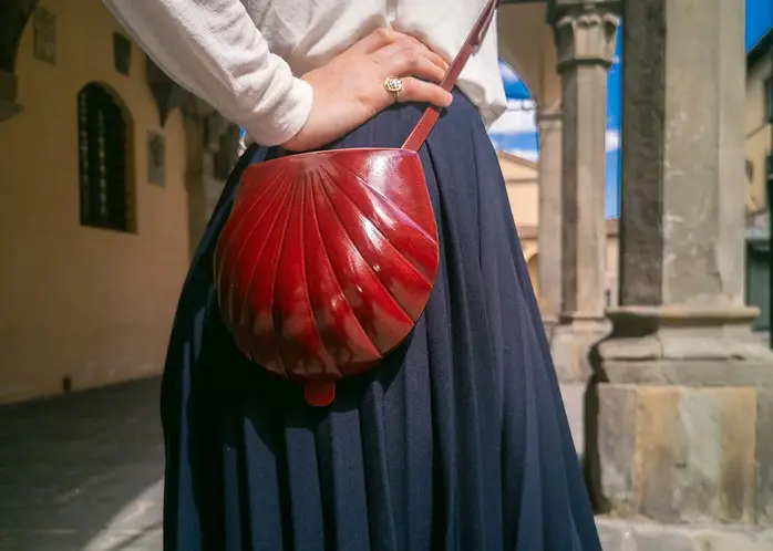 Venus bag red leather crossbody bag by Florence artisan