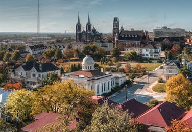 A view of Macon, Georgia, with manors and churches