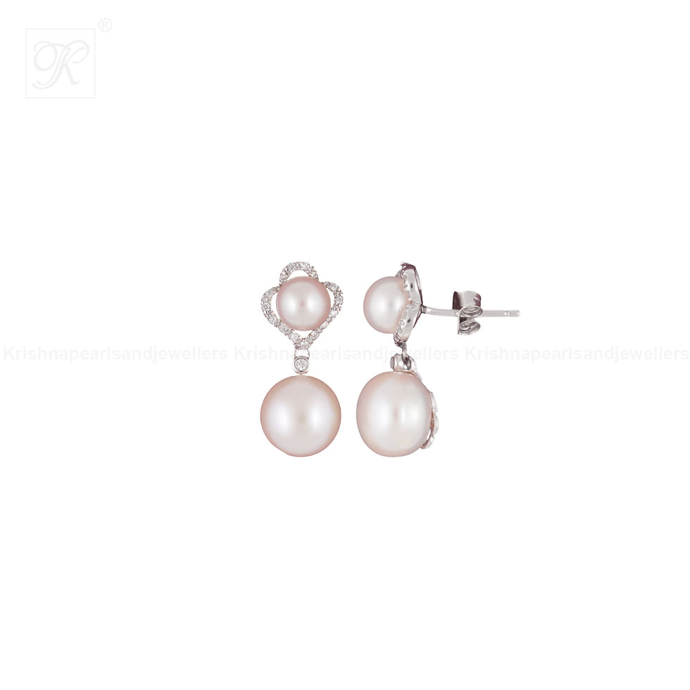 Thumbnail: pearl drop earrings with cream pearls