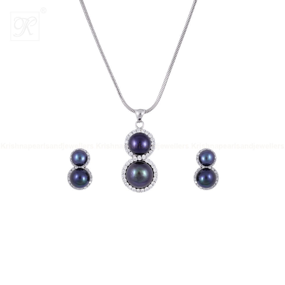 Thumbnail: midnight blue pearl pendant set hyderabad