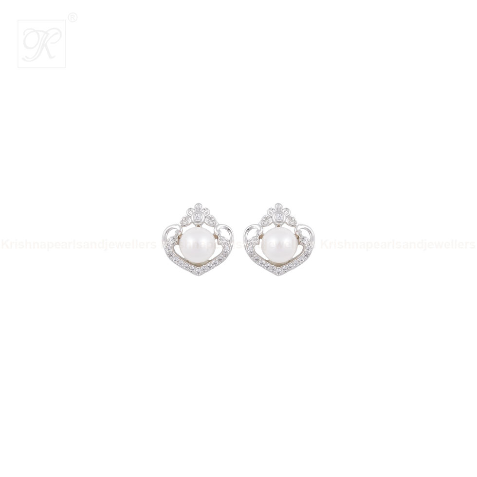 Thumbnail: silver pearl pendant Earring tops for women
