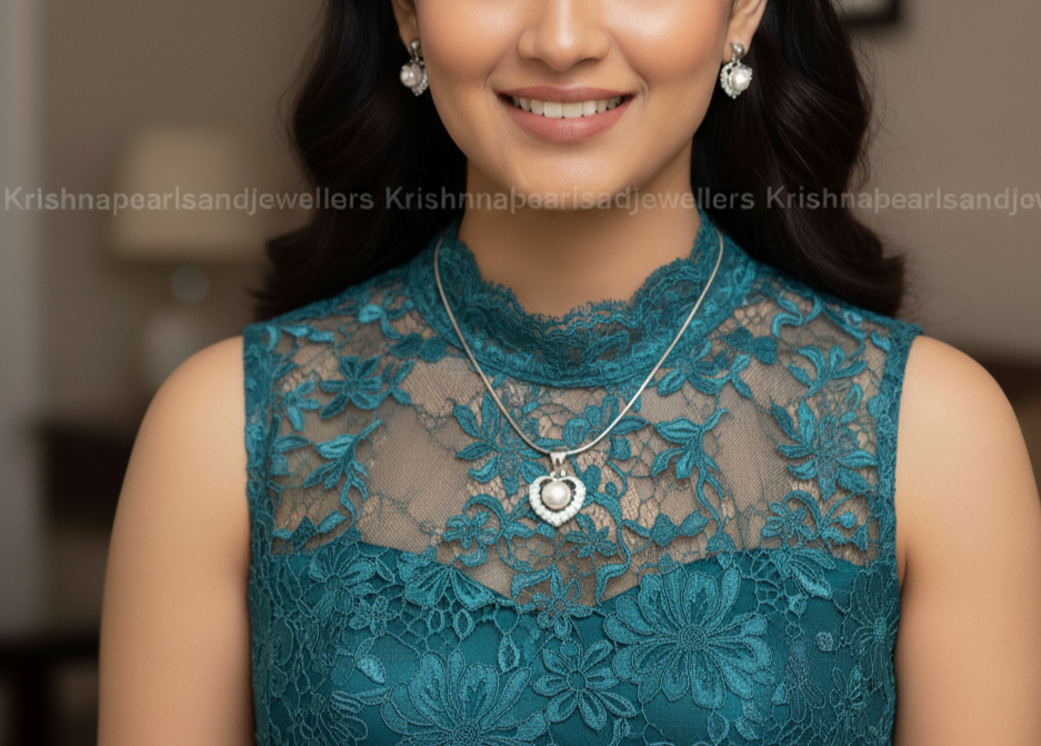 Natural Pearl Pendant sets for women shop now at Krishna Pearls and Jewellers , Hyderabad