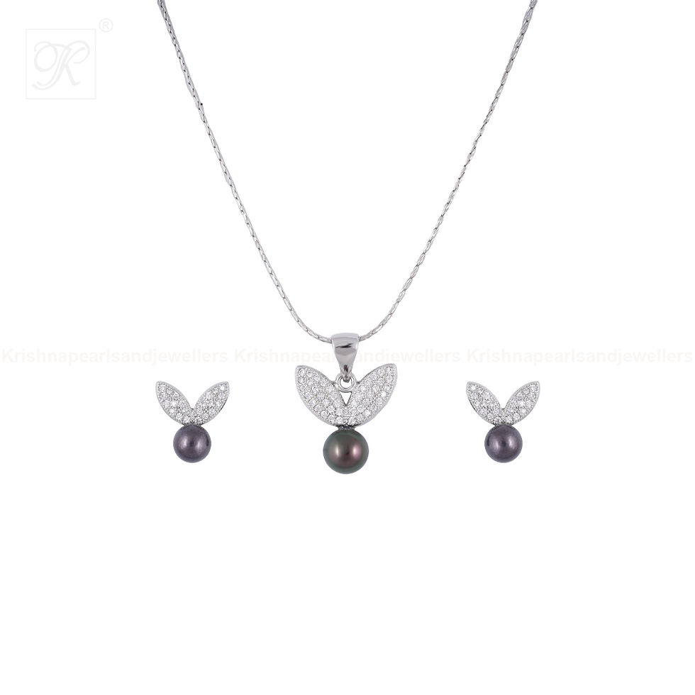 Thumbnail: black pearl tops with pendant tops krishna pearls