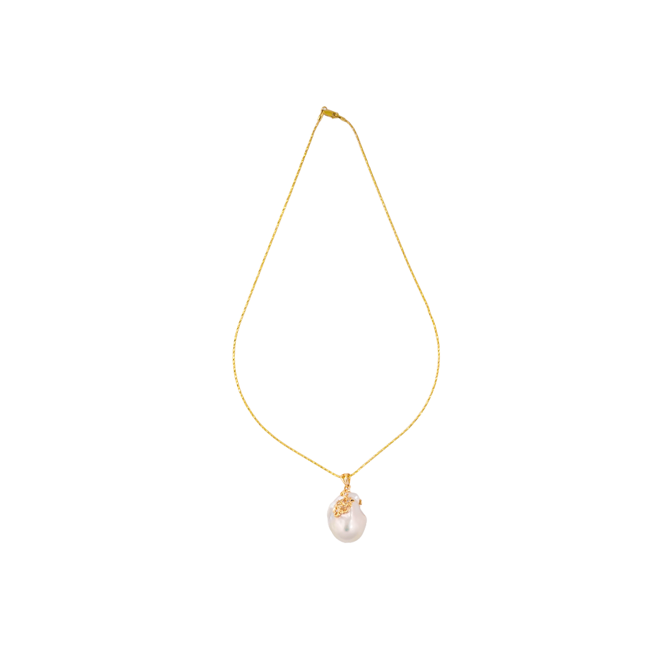 Blossom Charm: Baroque Pearl Pendant Fancy string with Floral Accents