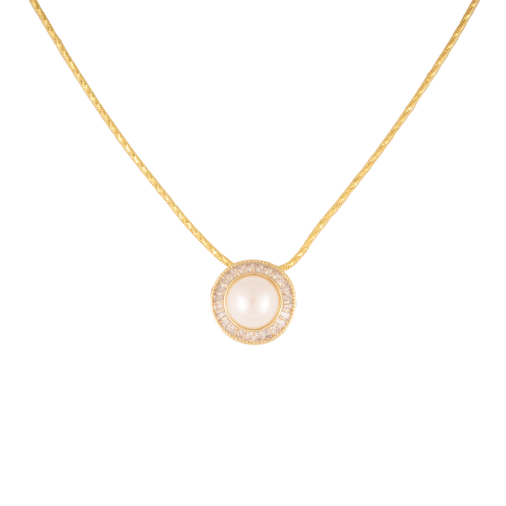 Golden Circle Elegance Pearl Pendant & Earrings