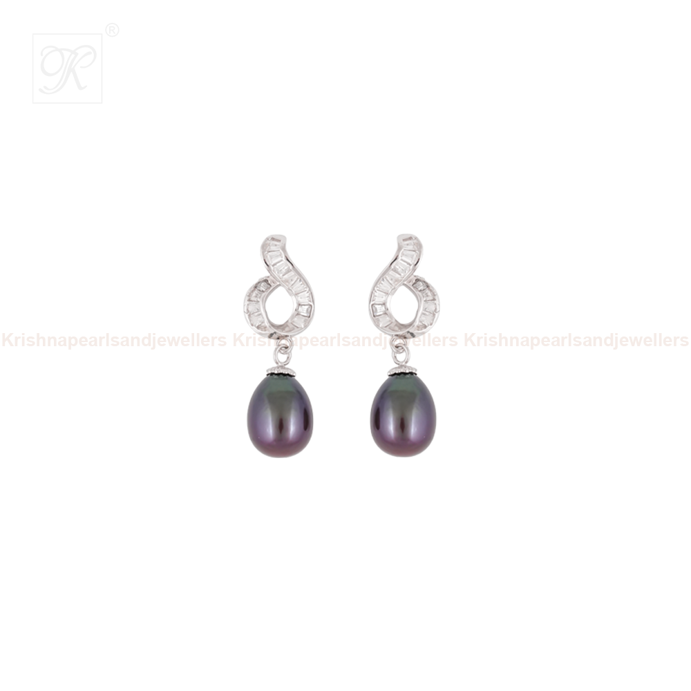 twilight charm black pearl drop earrings