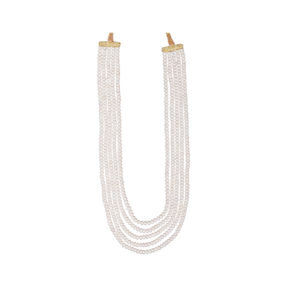 Grand 5-Strand White Round Pearl String