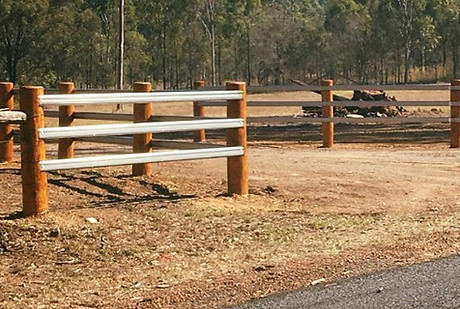 Timber round posts and timber rails
