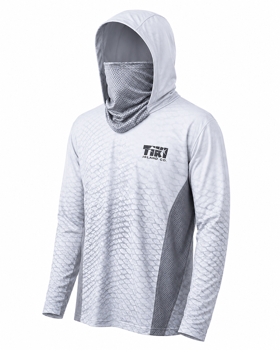 Thumbnail: Gray Tarpon Hooded Shirt with Neck Gaiter