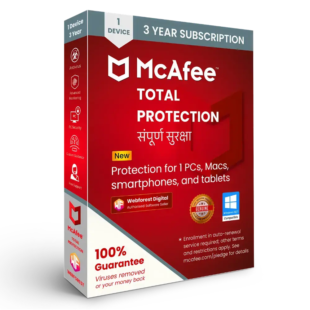 McAfee Total Protection 1 Device for 3 Years Protection