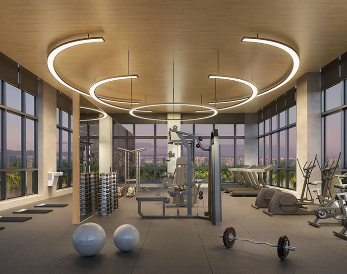 PERSPECTIVA ILUSTRADA PRELIMINAR DA ACADEMIA NO 11º ANDAR