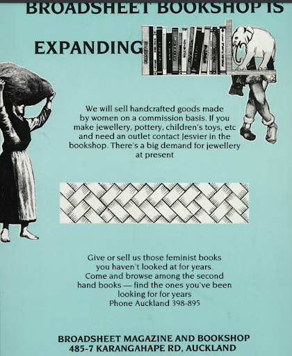 Broadsheet bookstore advertisement