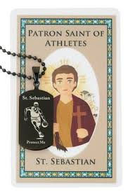 Black Stainless Steel Dog Tag St Sebastian Basketball Necklace