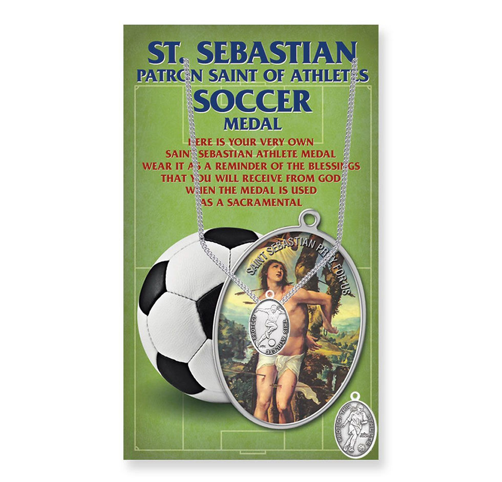 Oval Saint Sebastian Womens Soccer Medal on a 18" Chain