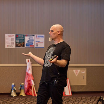 Speaker presenting at corporate event