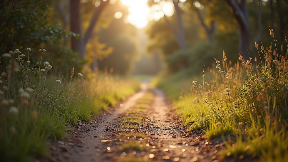 Close-up view of a tranquil bushland path in Australia
