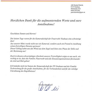 Worte des Dankes