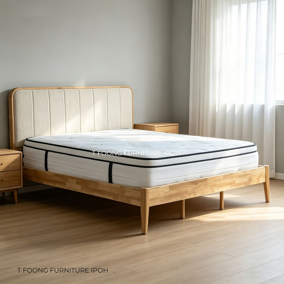 Thumbnail: Cushioned Channel Headboard Japandi Fluted Solid Wood Bed Frame