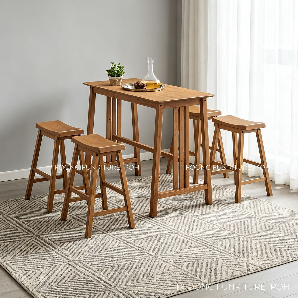 Jamery Japandi Solid Wood Island Table & Stool Set