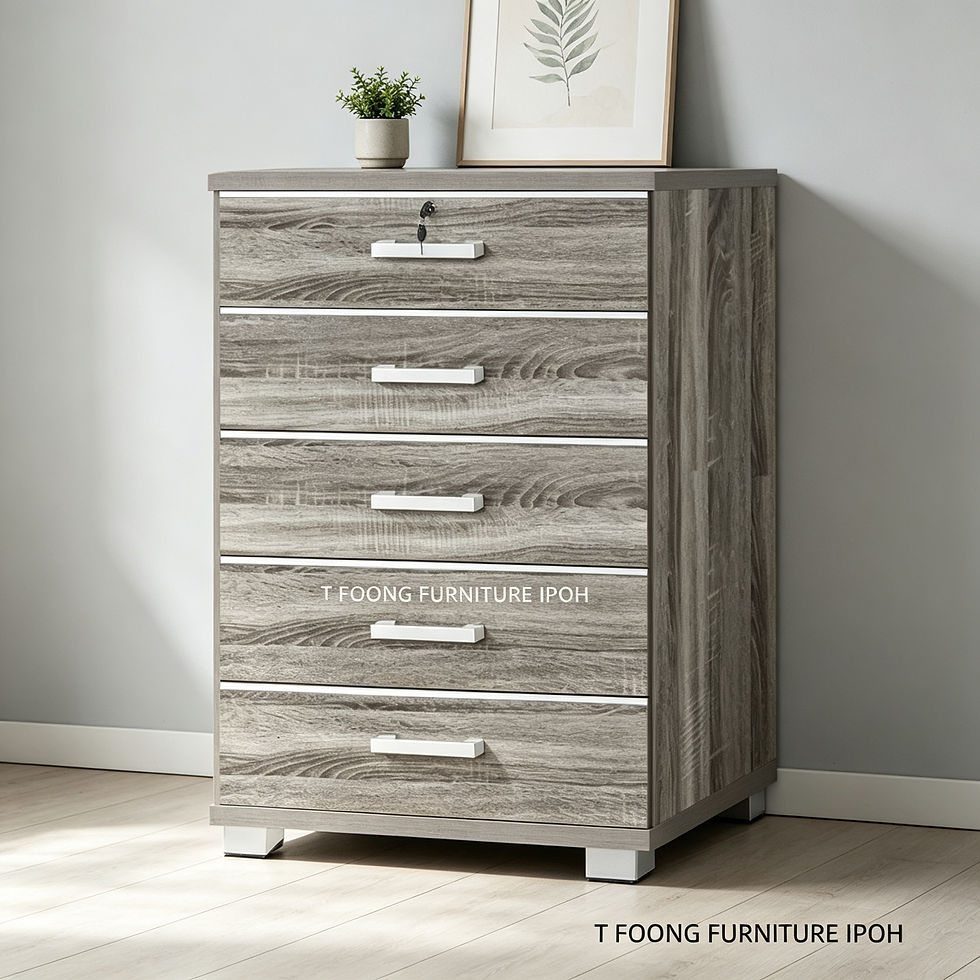 Astra Modern 5-Drawer Chest with Lock in grey wood finish