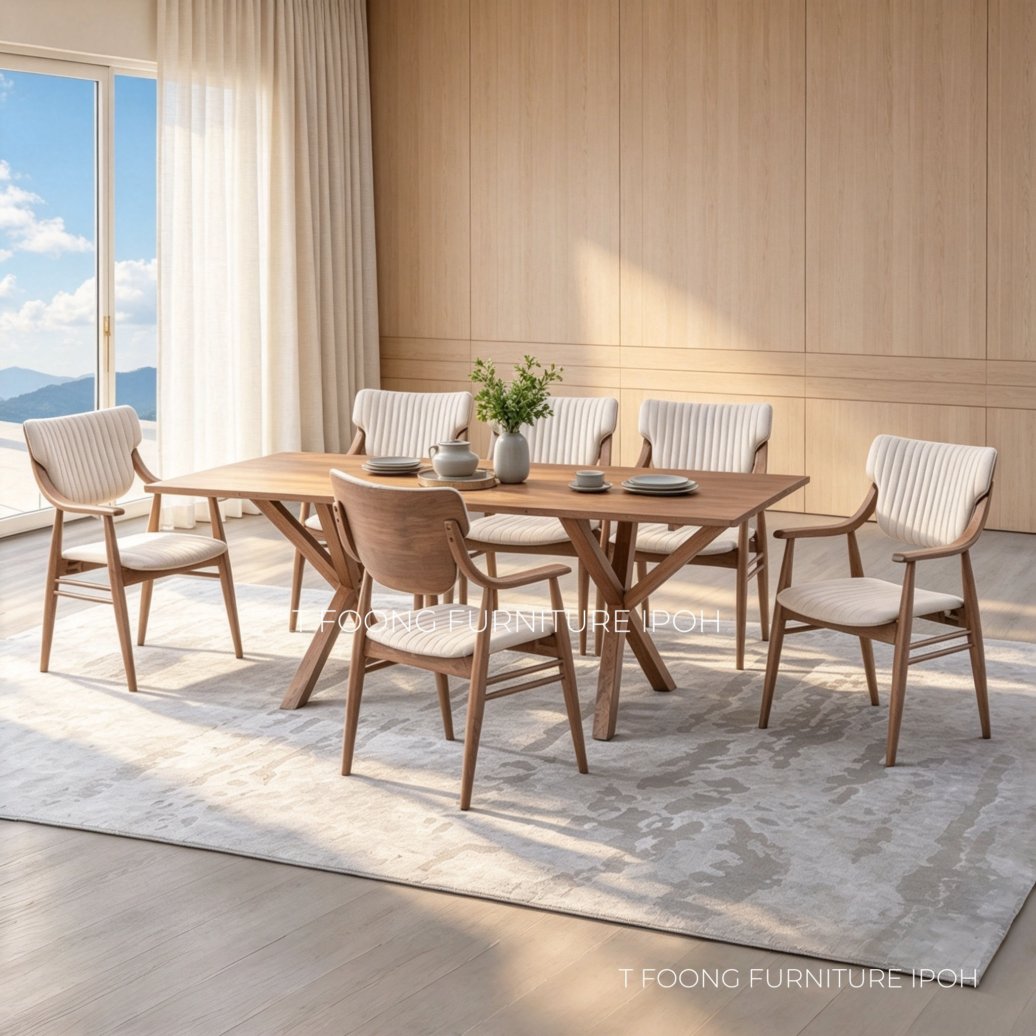 Toma 6-Seater Solid Wood Dining Set