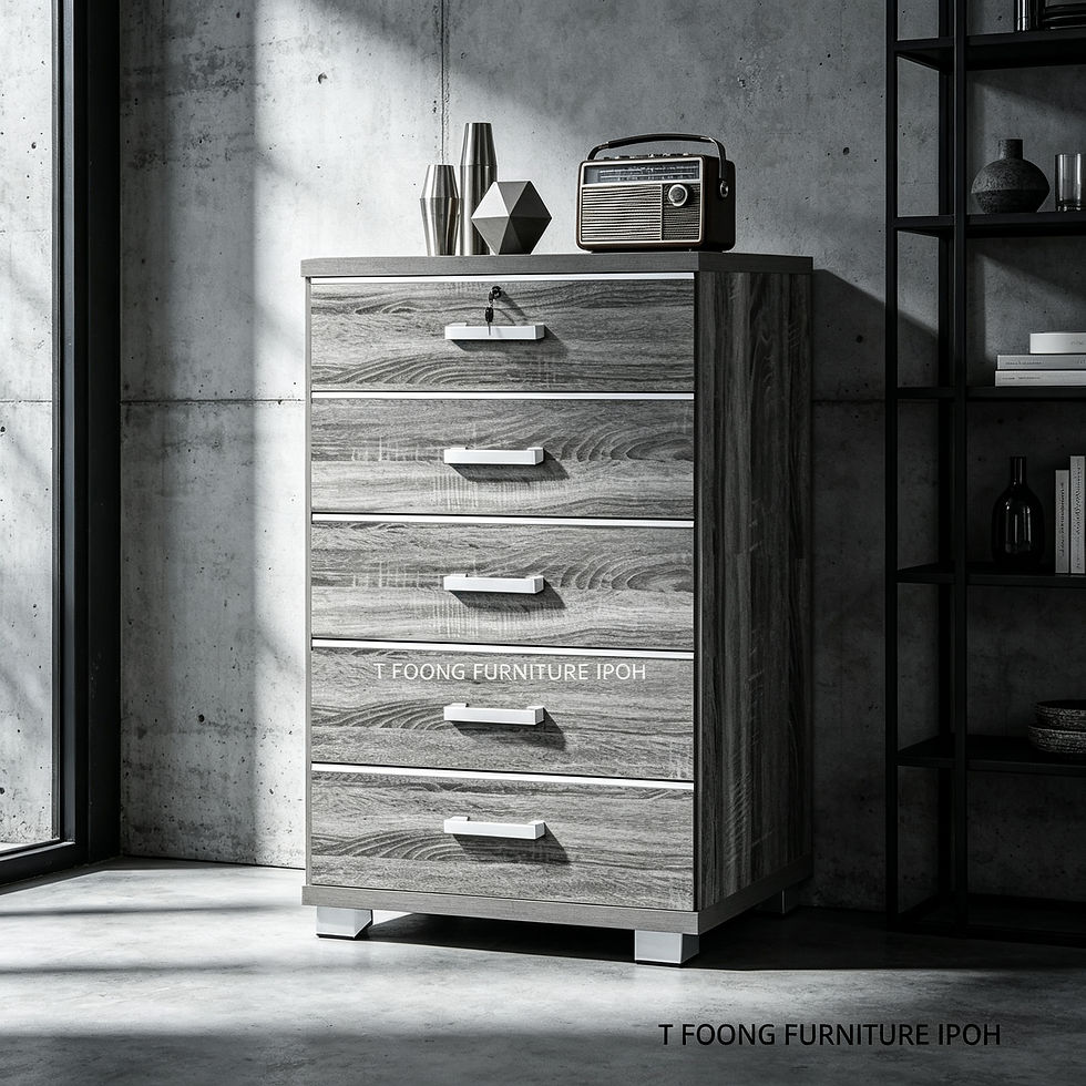 Thumbnail: Astra Modern 5-Drawer Chest with Lock in grey wood finish