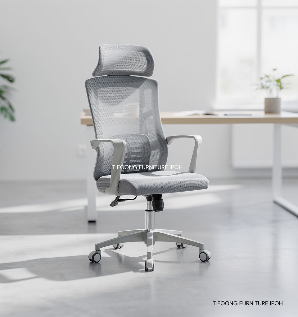 High-Back Mesh Executive Chair – Ergonomic Design with Wide Headrest