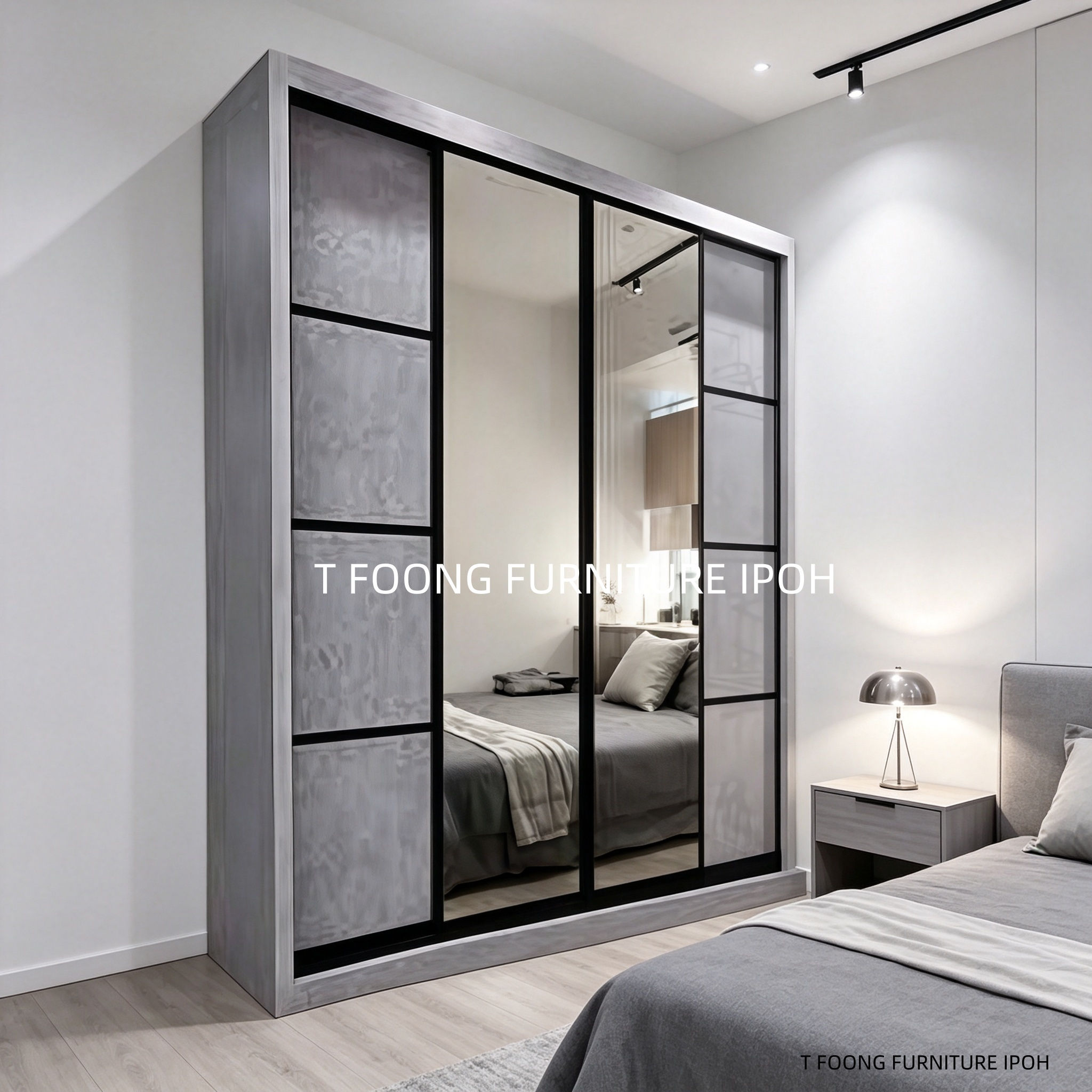 Customize W 6ft/8ft x H 8ft Sliding Wardrobe in color Grey or White