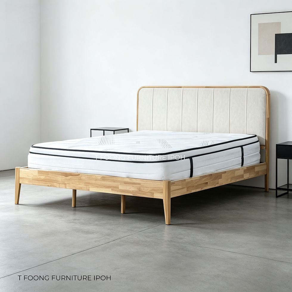 Thumbnail: Cushioned Channel Headboard Japandi Fluted Solid Wood Bed Frame