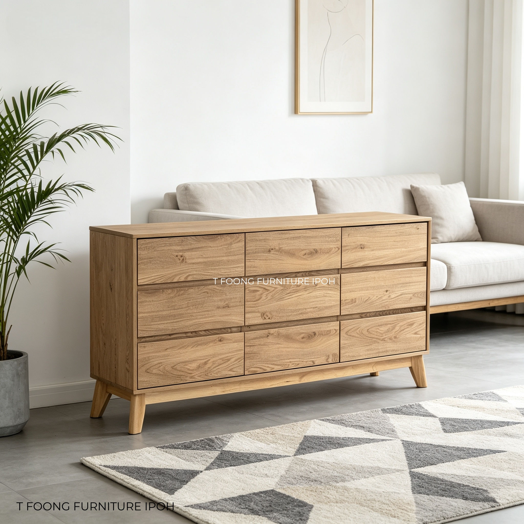 Oslo Wide Natural Oak Dresser – 9-Drawer Double Chest Drawer