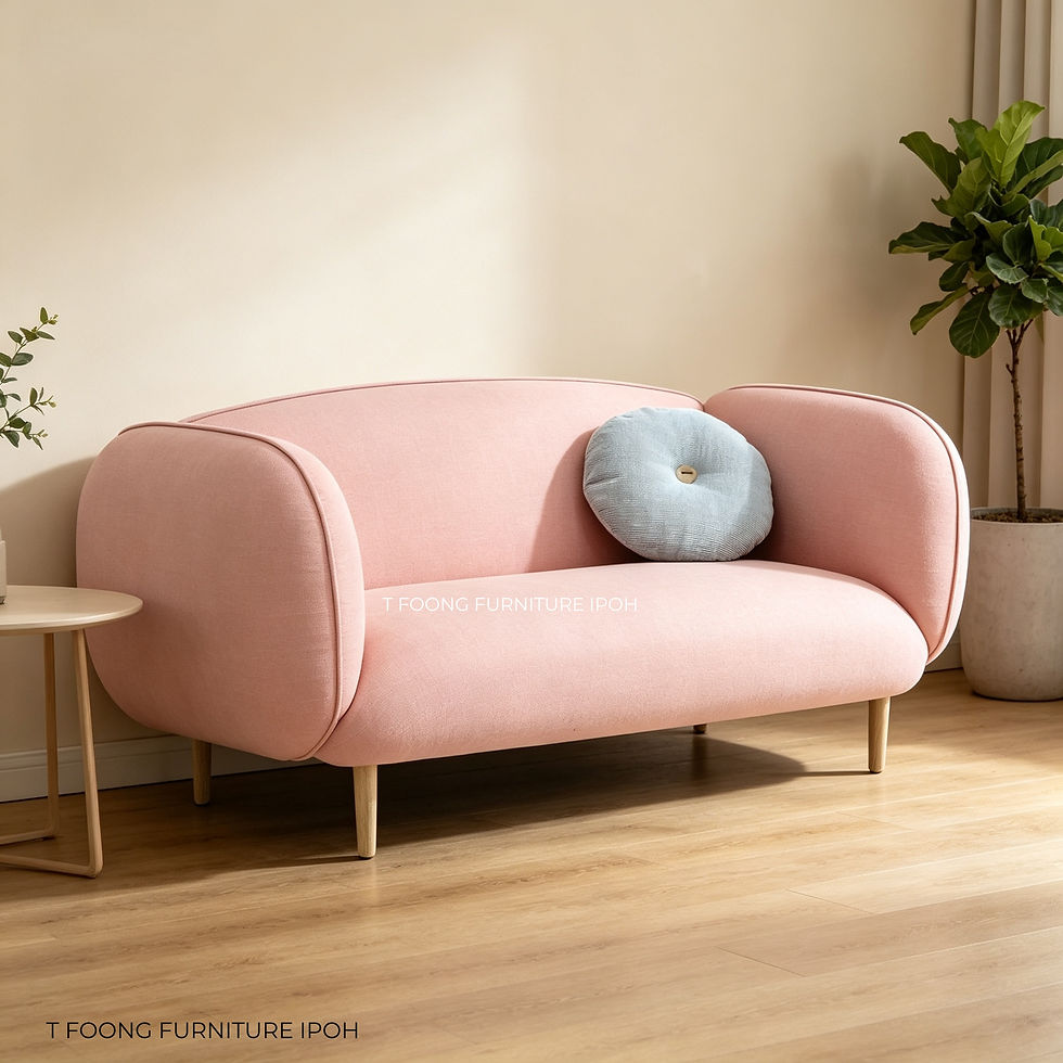 Modern Pastel Pinky Curved Loveseat 2 Seater Sofa