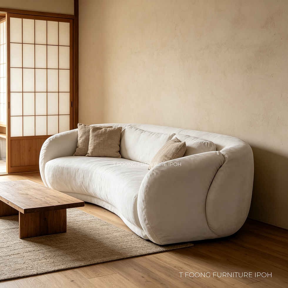 Thumbnail: Curved mid-century modern sectional sofa in a living room