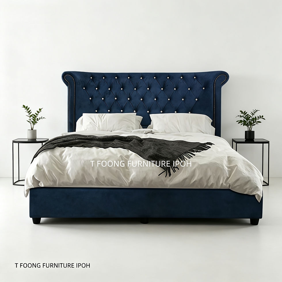 Thumbnail: Royal Chesterfield Wingback Deep Diamond Tuftedwith Customizable Fabric Bedframe
