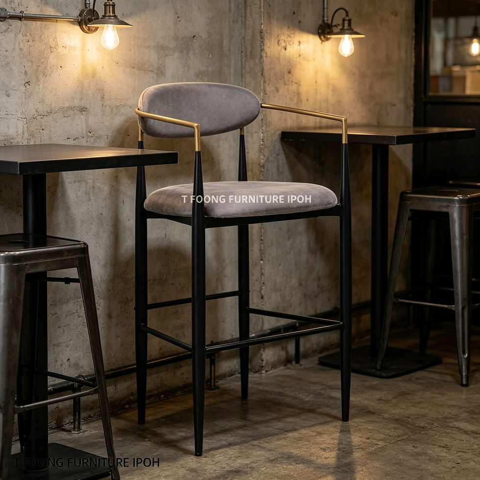 Thumbnail: Premium Armchair High Chair with Sleek Black & Gold Legs Bar Chairs
