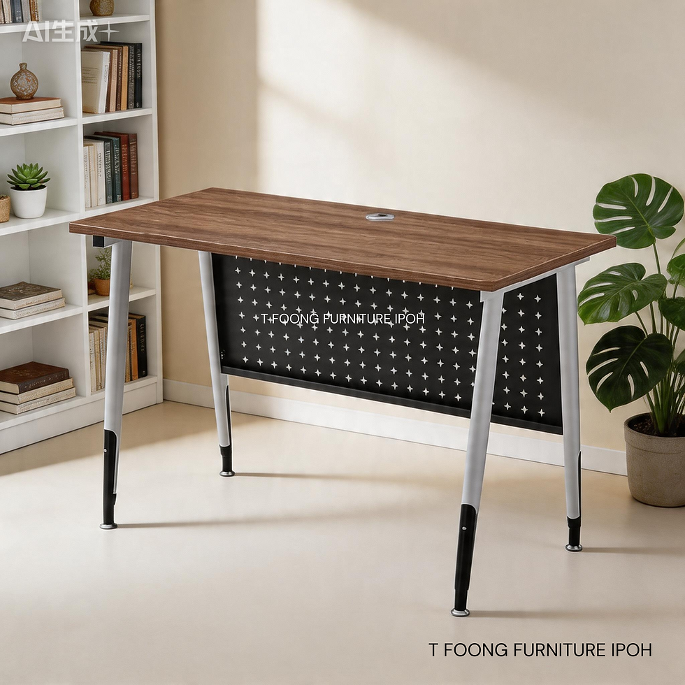 Thumbnail: Industrial-Modern Study Desk with Perforated Modesty Panel