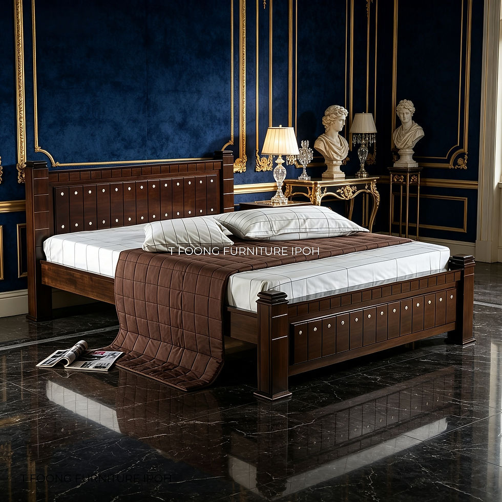 Thumbnail: Dark walnut wooden bed frame in a classic bedroom