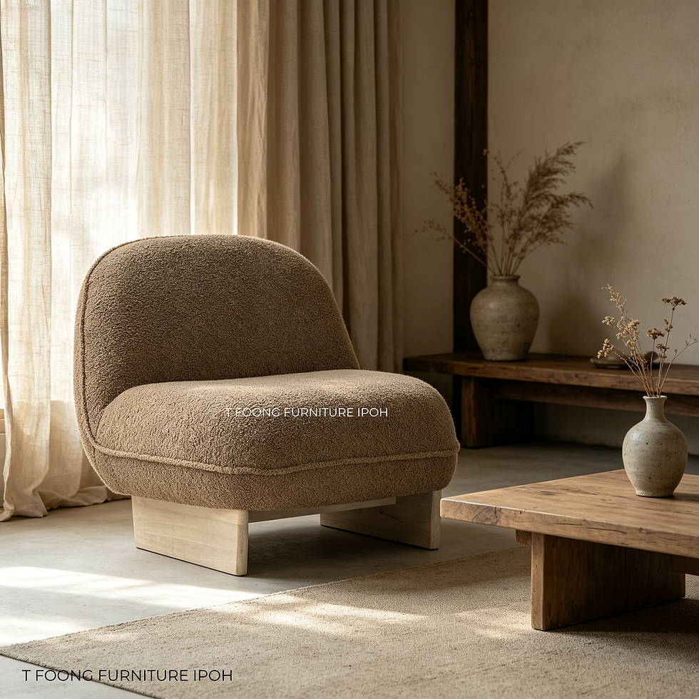 Thumbnail: Japandi Bouclé Accent Chair | Cozy Brown Teddy Fleece Lounge Chair