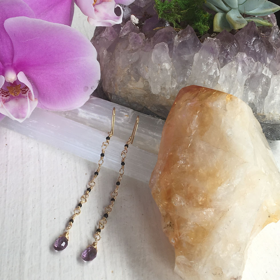 Thumbnail: Amethyst and Onyx Earrings