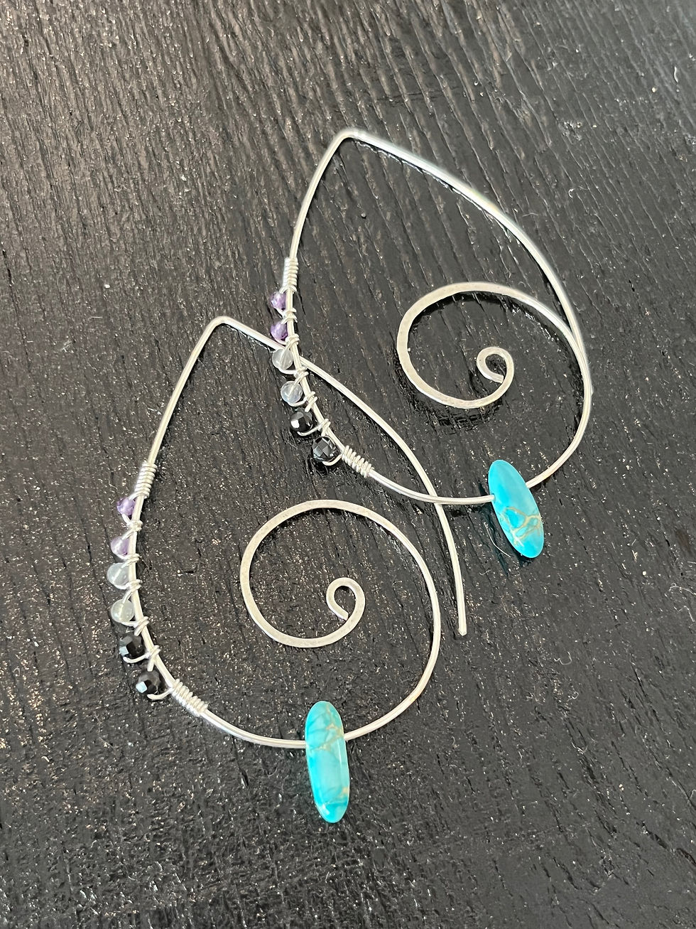 Thumbnail: Jasper, Amethyst, Labradorite and Black Onyx Earring / Sterling Silver