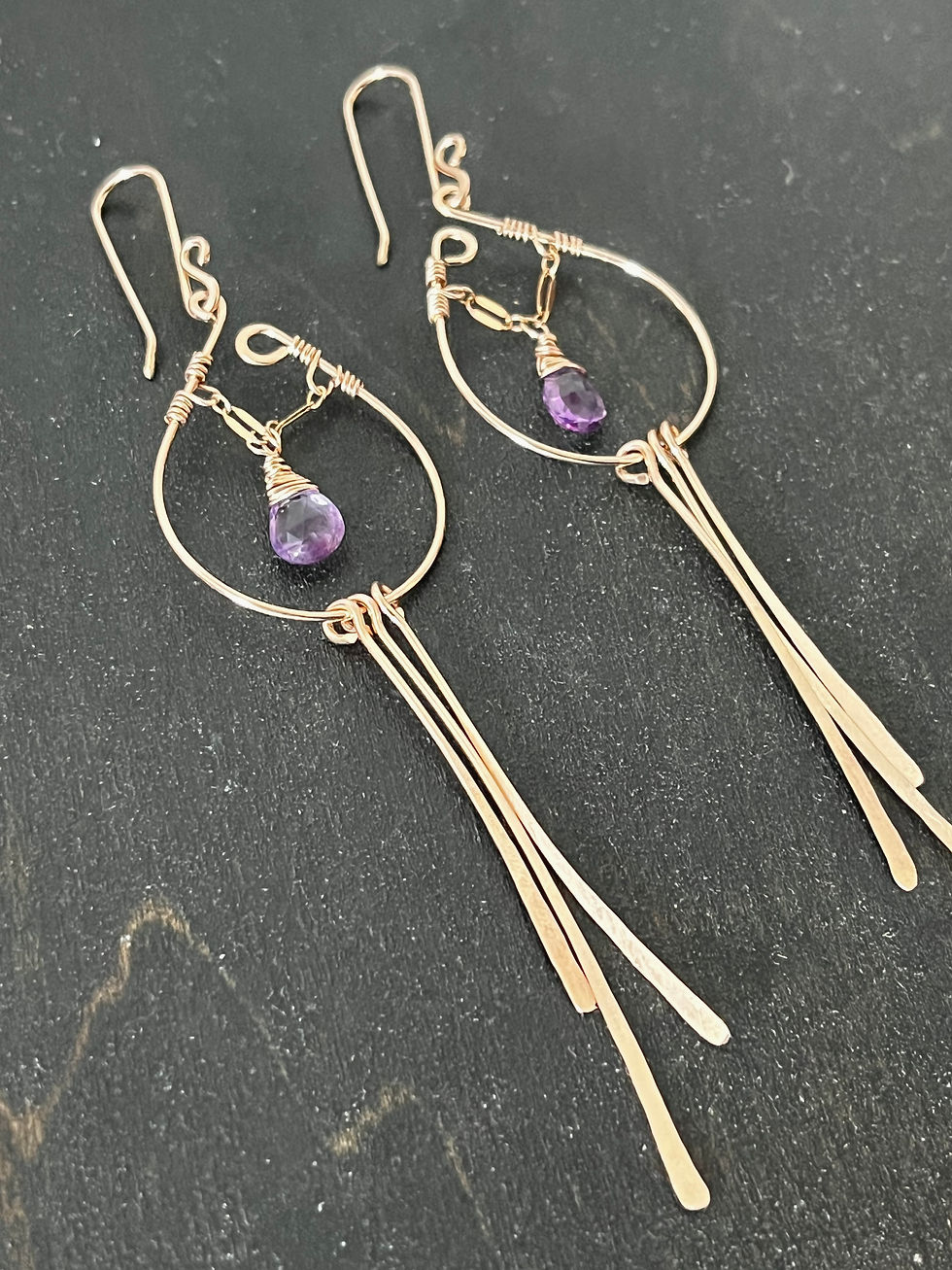 Thumbnail: Lavender Amethyst Dream Catcher Earrings / 14k Gold Fill
