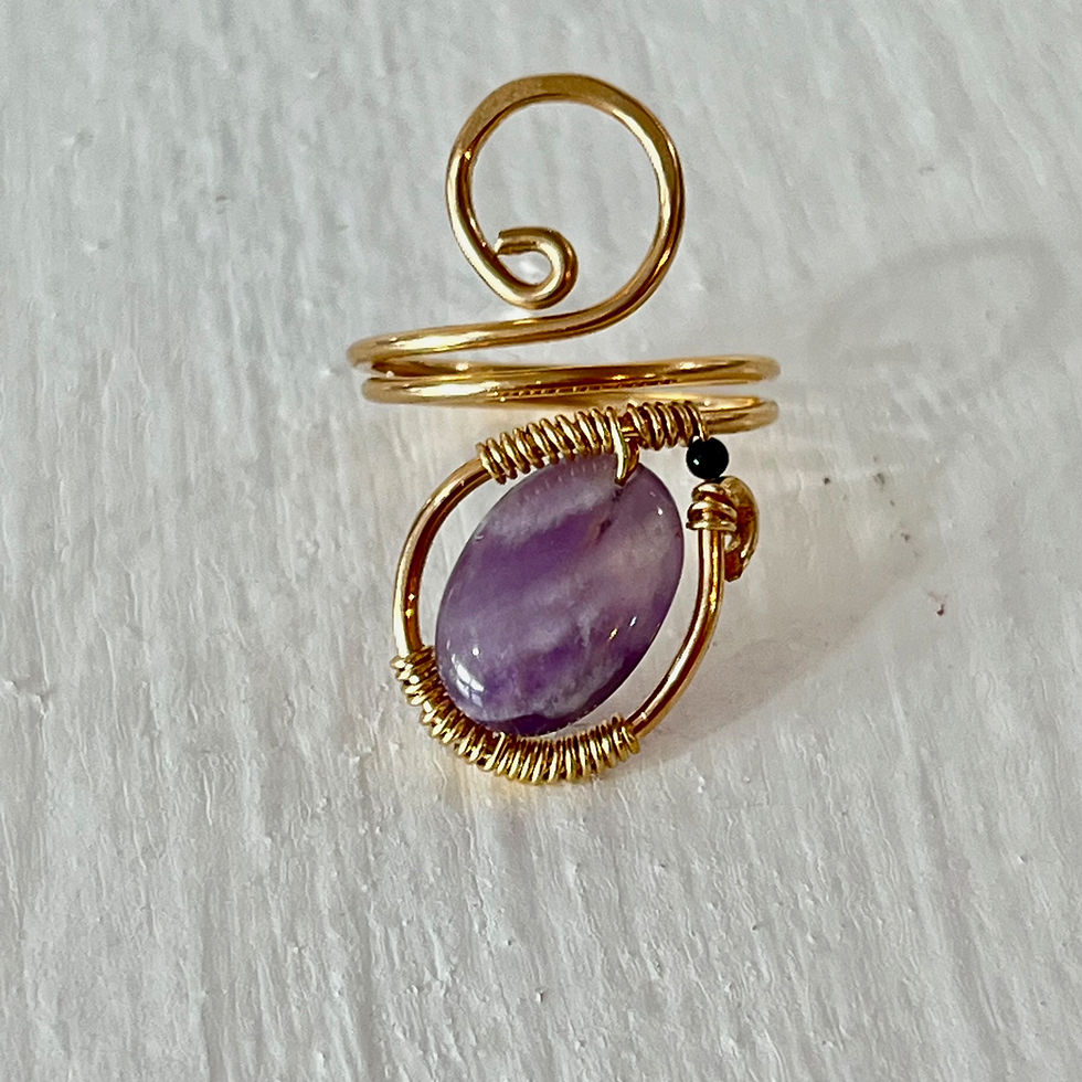 Thumbnail: Amethyst and Black Onyx Ring / 14k Gold Fill