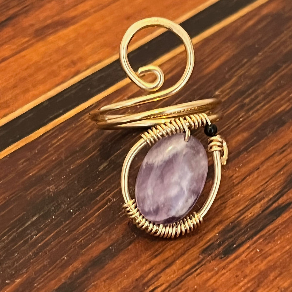 Thumbnail: Amethyst and Black Onyx Ring / 14k Gold Fill