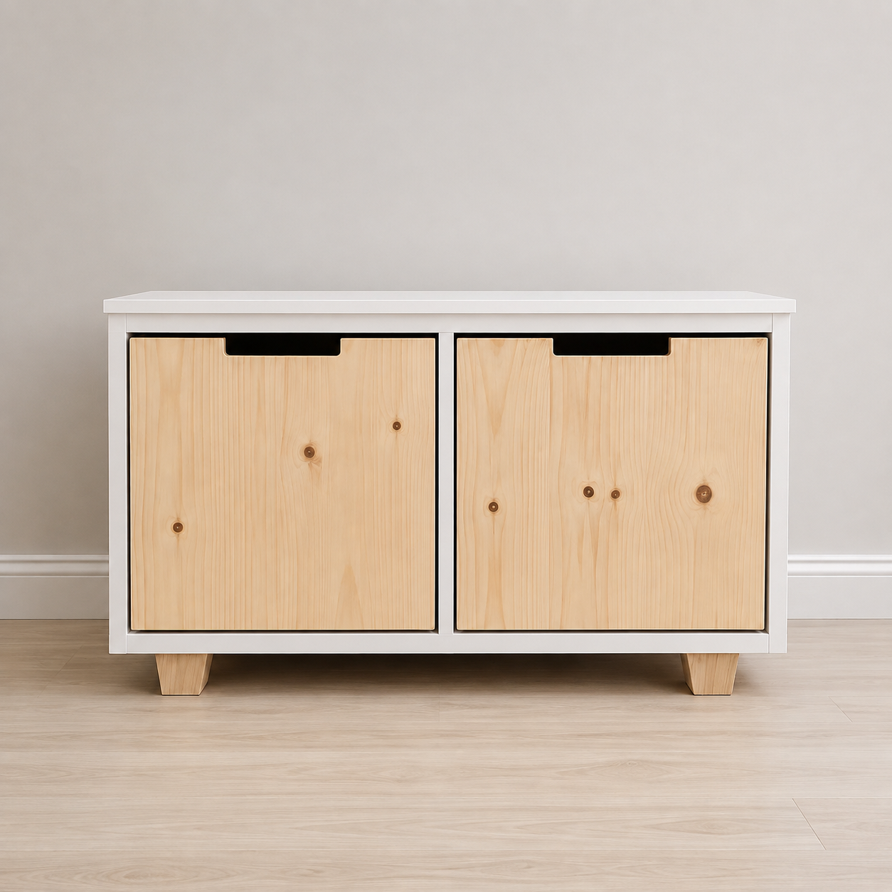 Bench Style 2 Cube Storage Unit with 2 Pine Storage Boxes