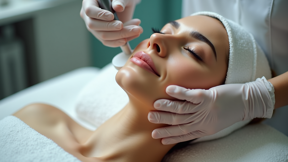 Close-up view of a soothing facial treatment at a medical spa