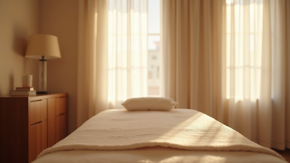 Eye-level view of a serene wellness treatment room
