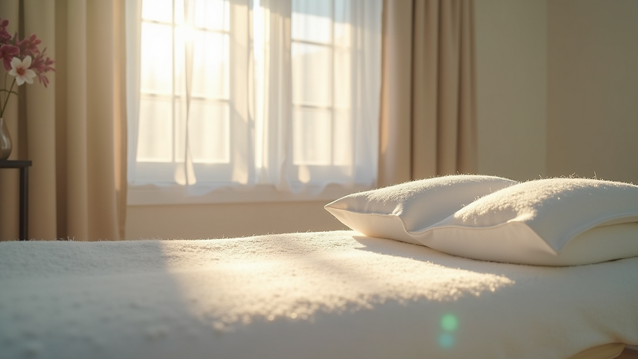 Eye-level view of a serene treatment room with soft lighting